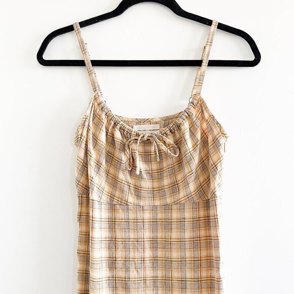 UO Linen Plaid Mini Dress - Picture 3 of 6